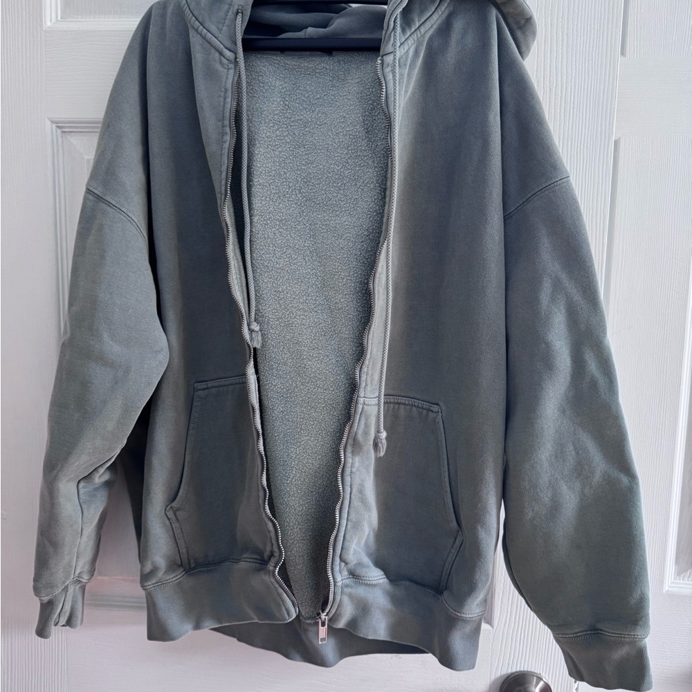 Brandy Melville Sage Green Oversized Zip Up Hoodie